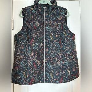 Christopher and Banks Floral Puffer Vest XL